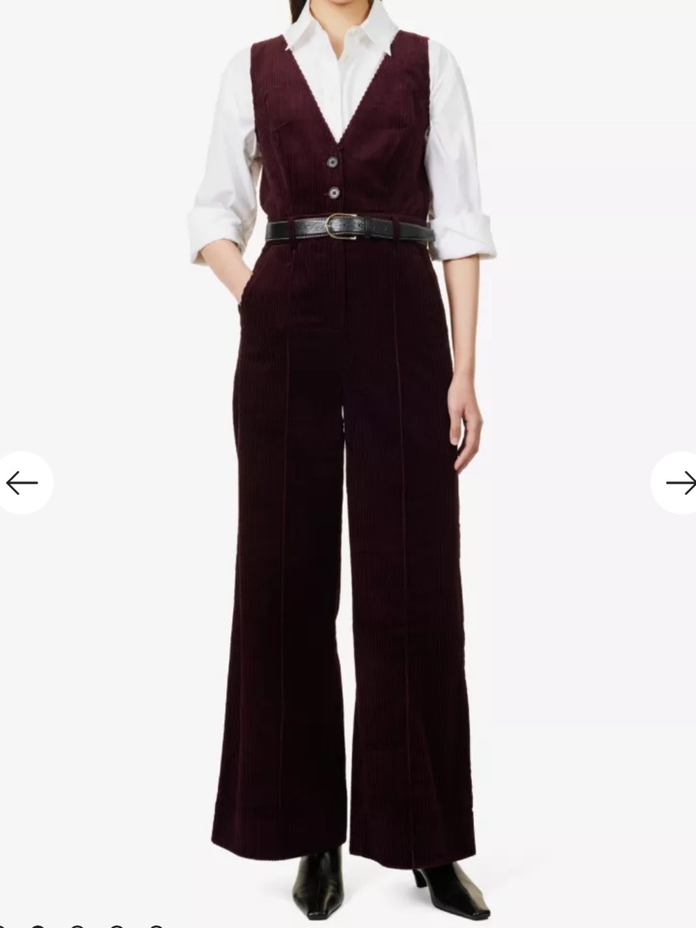 Me+Em Corduroy Wide Leg Sleeveless Jumpsuit